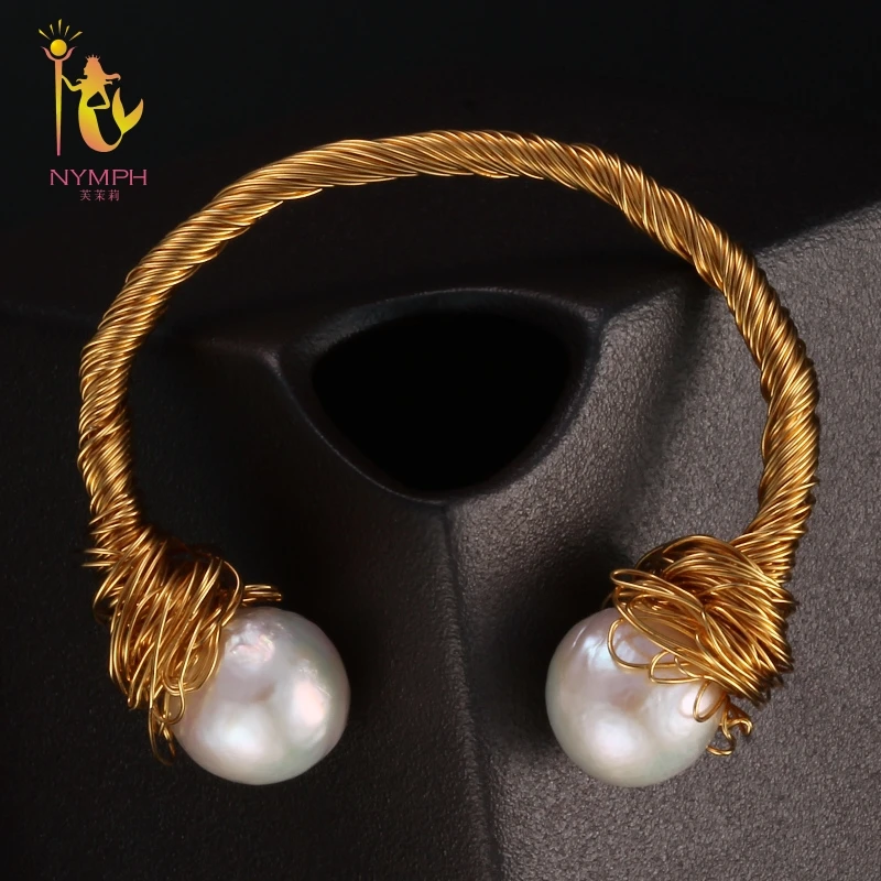 

NYMPH Pearl Jewelry Baroque Pearl Bracelets 10-11MM Natural Stone Charm bracelets Fine Jewelry For Women Party Gift [S304]