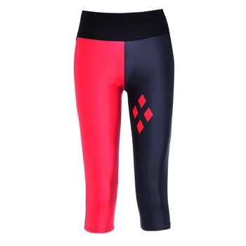 

Drop Ship Women's Fashion Black &Red Spliced 7 Pointed Pants Summer High Waist Capris Pants Side Pocket Pants