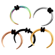 C Форма хирургический стальной Нос Кольца Пирсинг 16 г/14 г Черное золото розовое золото перегородка спираль Tragus Кликер кольцо для пирсинга носа
