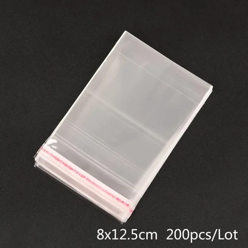 Новое поступление различных Размеры 200 шт./пакет прозрачный самоклеящийся Пластик сумка для хранения для самостоятельного изготовления ювелирных украшений Упаковка подарочная сумка - Цвет: 80x125mm 200pcs