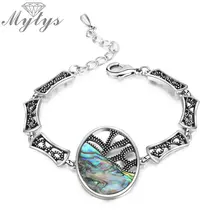 Mytys Ретро дизайн синий красочный подглазурный узор браслет для женщин Винтажная Коллекция ювелирных изделий Модный подарок матери B1132