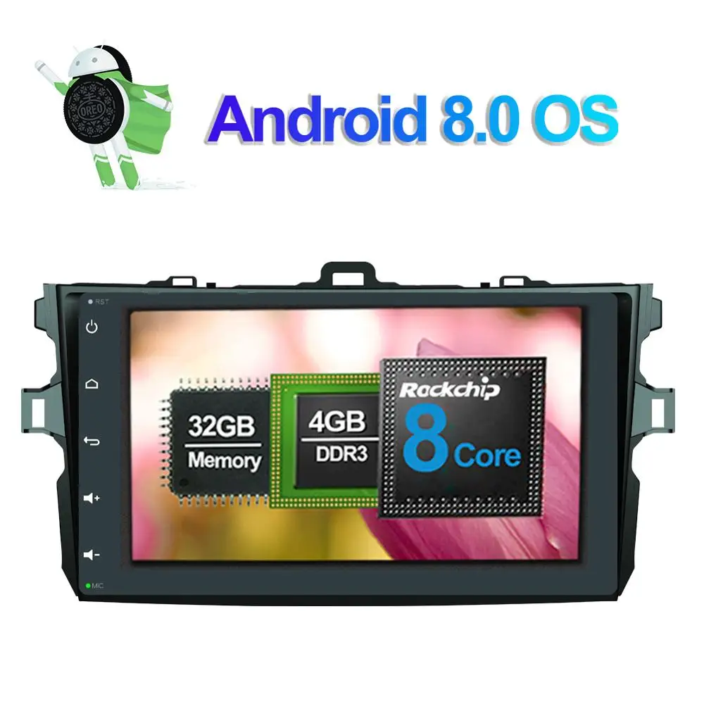 Discount Android 8.0 IPS Screen Car Radio Multimedia GPS Navigation For Toyota Corolla 2007 2008 2009 2010 2011 2012 Car Video Player 3
