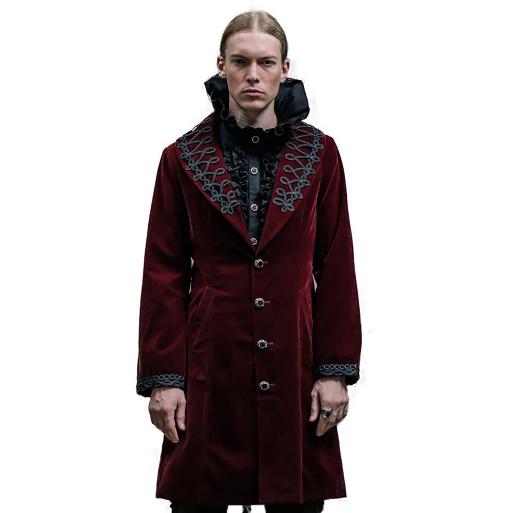 

Devil Fashion Winter Men's Wool Coat New Gothic Long Sleeve Palace Restoring Punk British Style Trench Coats Blends Large Size