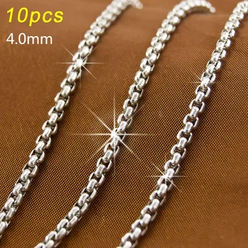 

Mens long necklace size 4mm square rolo Chains Stainless Steel Necklace JEWELRY bulk Wholesale 4.0 F pearl