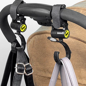 

2pcs Baby Pushchair Pram Stroller Buggy Hanger Trolley Carabiner Clip Rotatable Hook Pushchair Hanging Carrier Holder