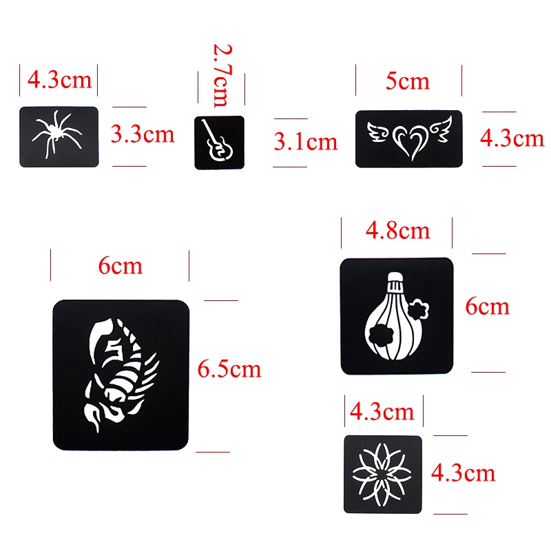 Airbrush Small Reusable Paint Tattoo Stencil Kit 6 Sheets Set 141pcs Temporary Glitter Tattoo Templates for Face Body Painting face painting template henna tattoo stencils