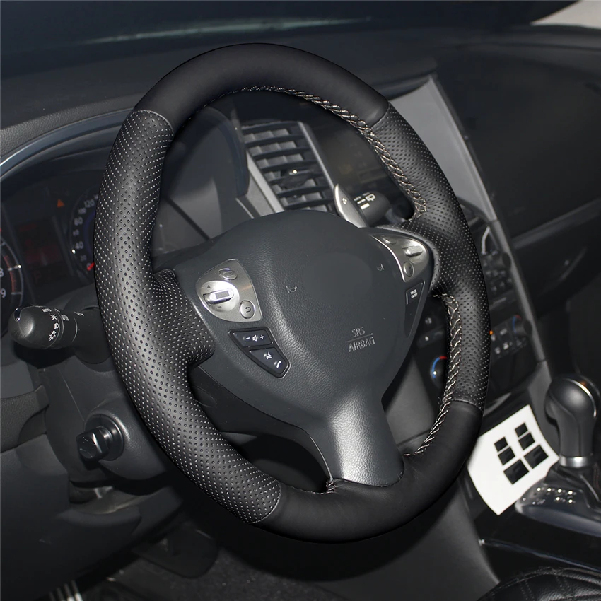 Черный искусственный кожаный чехол на руль для Infiniti FX FX35 FX37 FX50 QX70 Nissan Juke Maxima 370Z Sentra SV