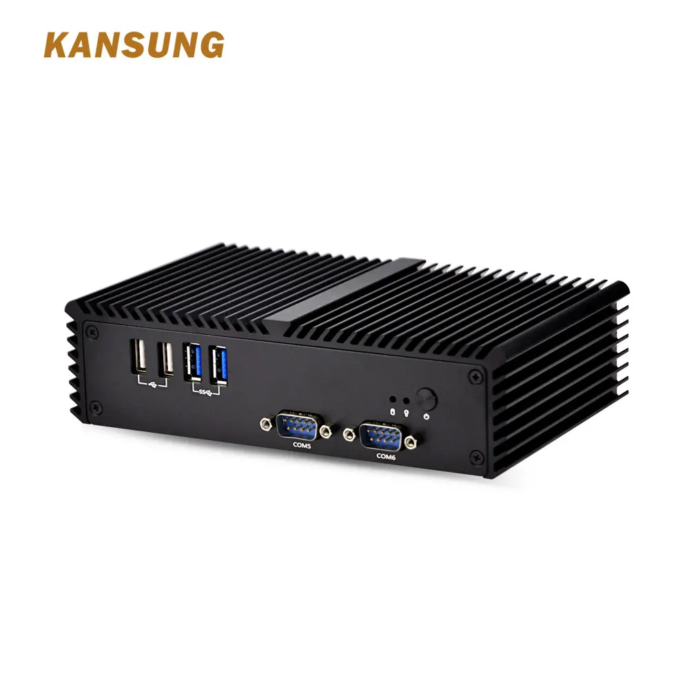 Kansung Mini PC Little Fanless Computer Intel Celeron 3205U/3215U with Dual Core 2 Gigabit Ethernet LAN 6 COM Small Computer
