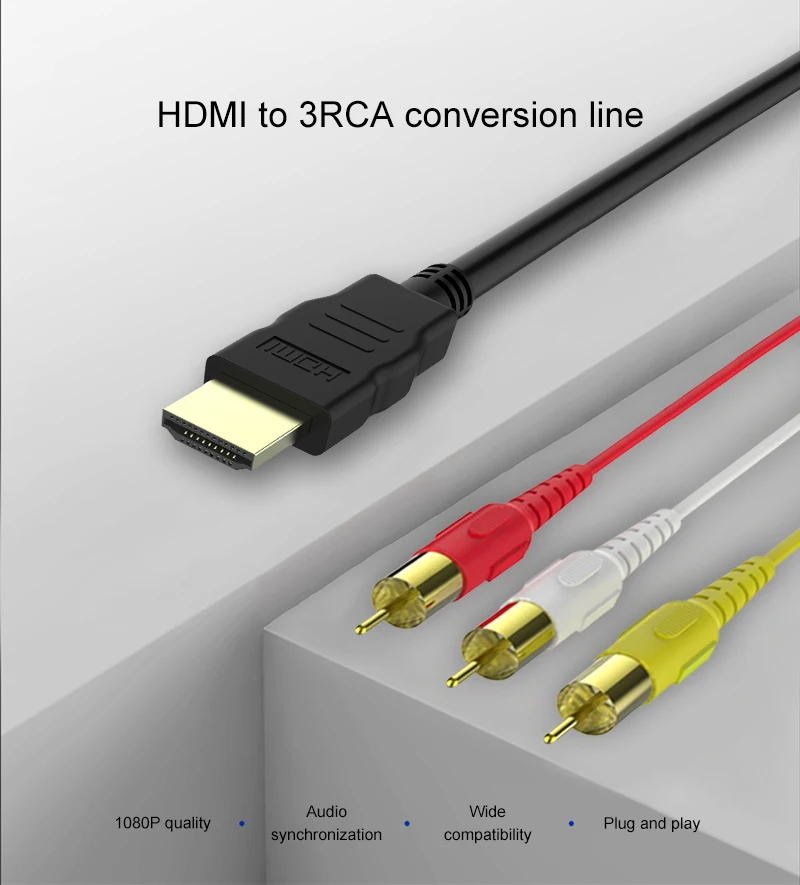 HDMI в RCA кабель HDMI штекер в 3RCA AV композитный штекер M/M Соединительный Кабель-адаптер Шнур передатчик нет функции преобразования сигнала