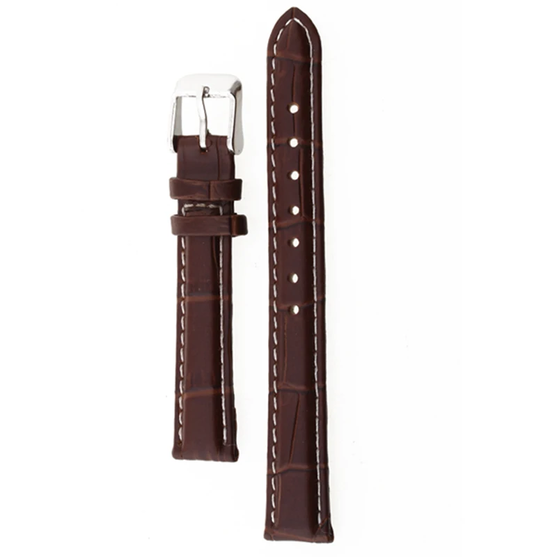 

A011 14mm Brown Watchbands Pin Buckle Bracelet Leather Watch Band for Women Size White Watch Strap Watch Clock Men Gifts