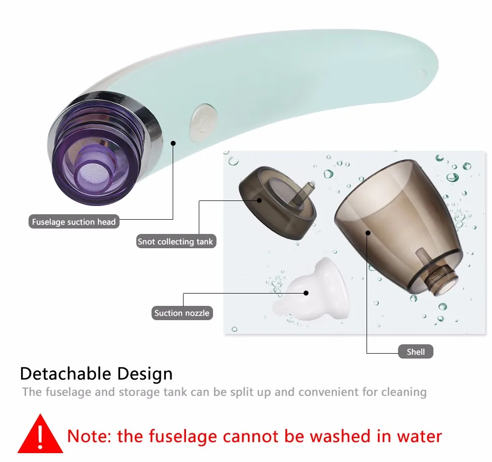 Детский носовой аспиратор Электрический Безопасный гигиенический очиститель носа с 2 размерами наконечников носа и полости рта присоска для новорожденных мальчиков и девочек