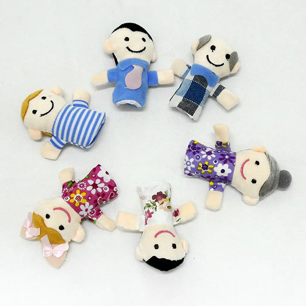 Пальчиковые марионетки 6 человек членов семьи Развивающие детские игрушки для малышей Мягкие плюшевые игрушки; лучший подарок для детей