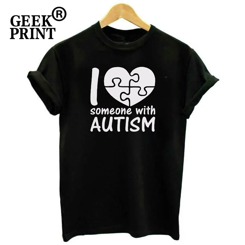 Женские топы с надписью I Love Who With Autism Милая футболка аутизма женская
