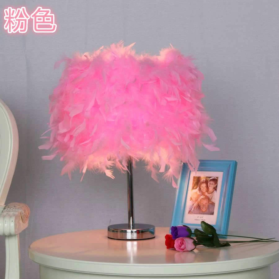 

Feather Shade Metal Vintage Antique Elegant Table Lamp Bedside Desk Light Home