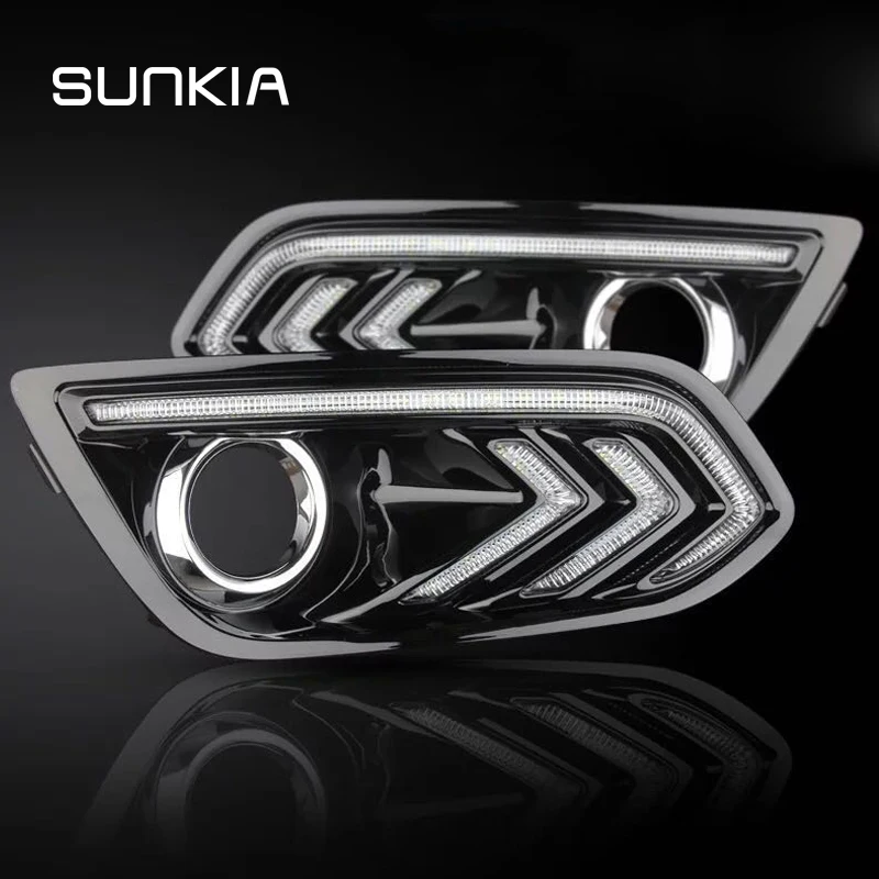 

SUNKIA Daytime Running Light Specific For Ford New Mondeo 2013-2015 DRL Fog Lights Modification with Fog Lamp Hole