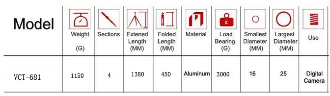 VCT-681RM YUNTENG профессиональный штатив с демпфирующая головка для 550D 600D 500D 5D переноски