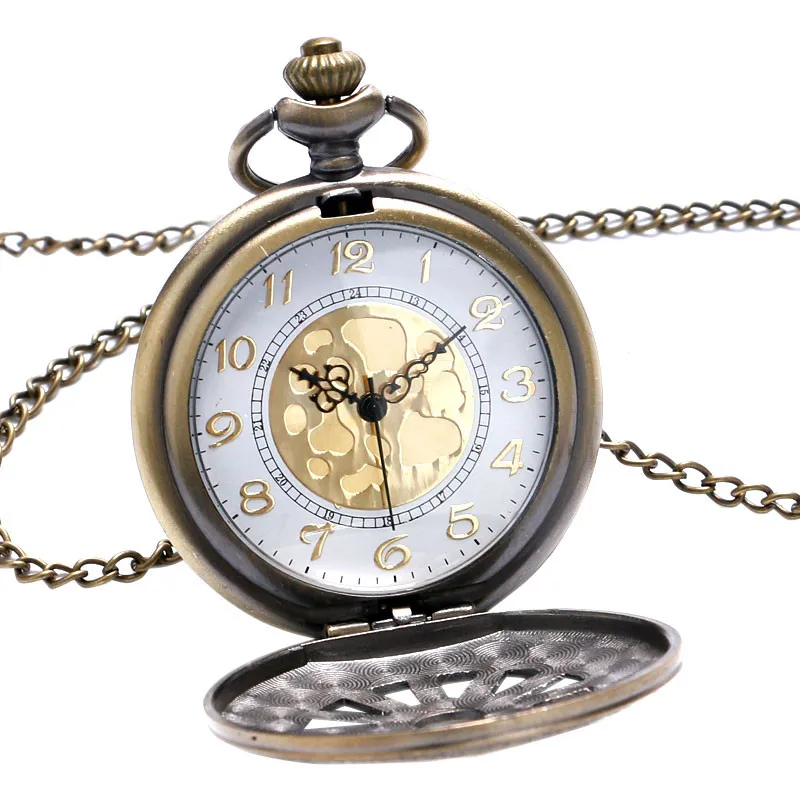 Antique Pocket Watch Hollow Bronze Carriage Wheel Cover Pendant Chain Retro Fob Watches Special Gifts for Boxing Day Birthdays (2)