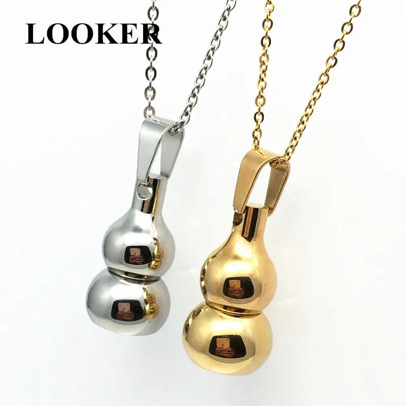 

LOOKER Mens Necklaces Stainless Steel Naruto Gaara Gourd Pendant Necklace Open Bottle Remembrance Jewelry Gold Silver Color