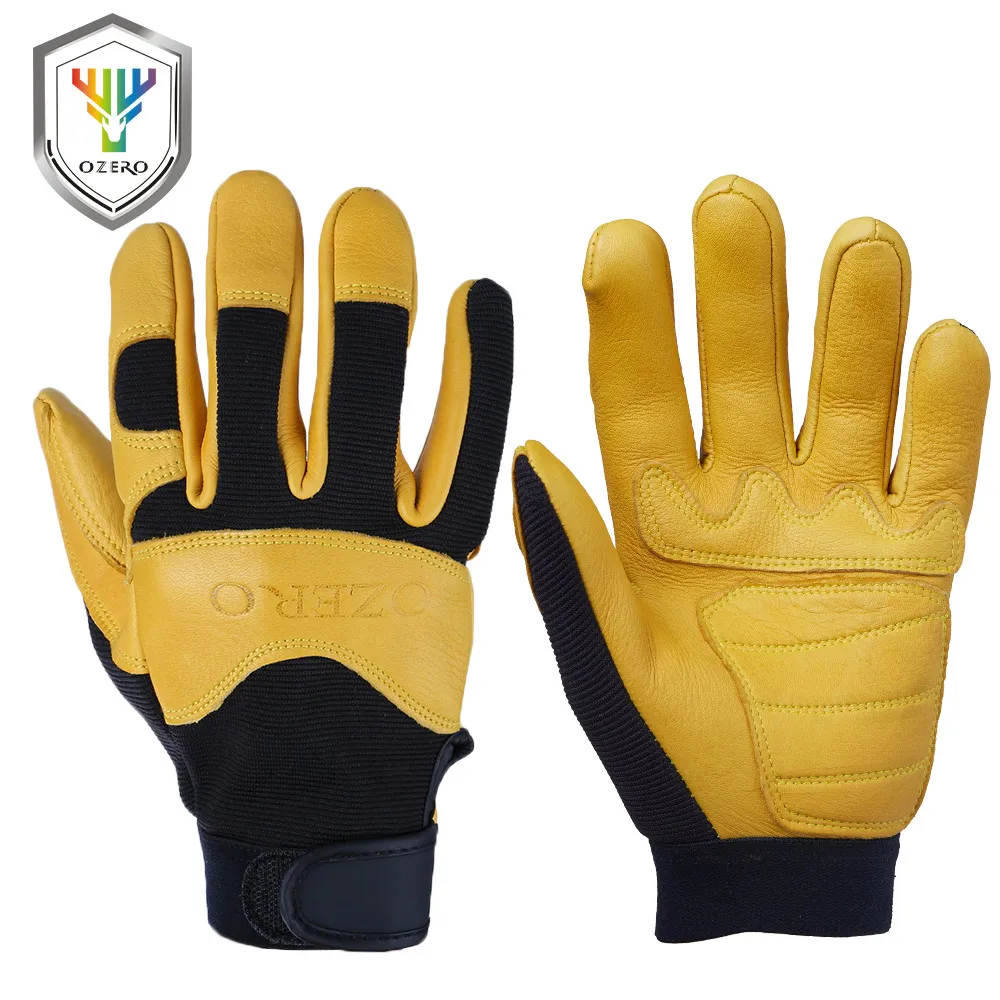 OZERO Men's Work Gloves Deerskin Leather Driver Security Protection Wear Safety Workers Working Racing Moto Gloves For Men 8003 OZERO Men's Work Gloves Deerskin Leather Driver Security Protection Wear Safety Workers Working Racing Moto Gloves For Men 8003
