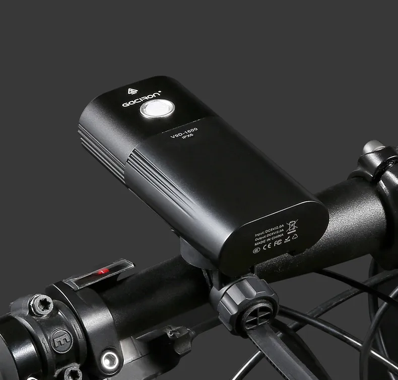 Excellent Gaciron 1600 LM Rechargeable Bike Light Bicycle Front Handlebar Led Light 5000mAh Power Bank Intelligent Wire control Flashlight 16