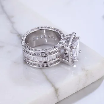 

Womens 0.4" Wide Square Cluster Engagement 4ct SONA Diamant Architecture Ring Bridal Fashion Jewelry Stores size 5-10