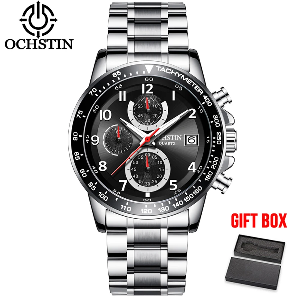 

OCHSTIN Dropshipping Men Watch Chronograph Men's Quartz Watches Waterproof Business Casual Wristwatches Military Clock Gift Box