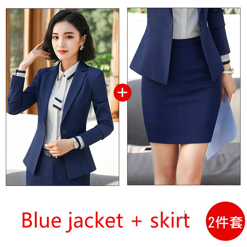 Professional suit suit female 2019 new high quality fabric Slim temperament office long sleeve suit jacket pants suit