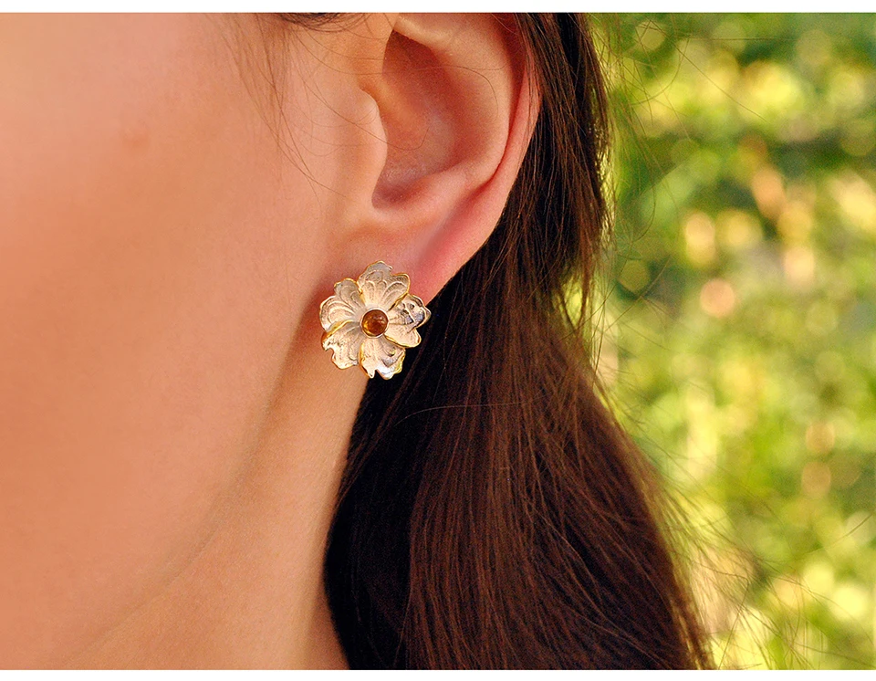 Brincos de Prata Brincos para Mulher Lotus Real Esterlina Natural Pedra Preciosa Original Artesanal Jóias Finas Peônia Flor Parafuso Prisioneiro Fun 925 21 Lotus fun real 925 brincos de prata
