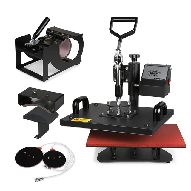 5 in 1 Digital Heat Press Machine Multifunctional Transfer Sublimation for T Shirt Mug Cup Hat 