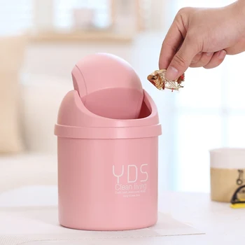

Creative mini desktop wave cover trash can poubelle Dustbin Sundrie storage box Garbage Dust Case Holder Bin Desk Organizer