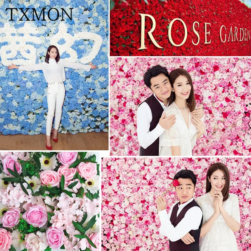 

Wedding flower wall simulation rose hydrangea flower wall layout photo studio window decoration fake flower wall wedding props