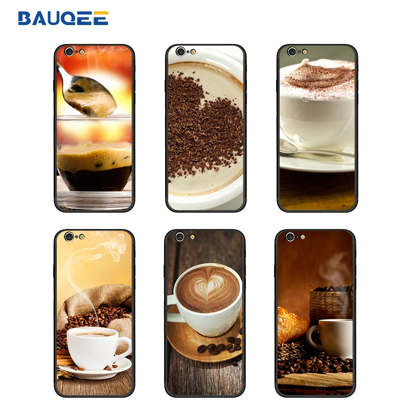 Bauqee Кофе узор чехол для телефона iPhone 6 6S Мягкие TPU + PC силиконовый 7 8 плюс X