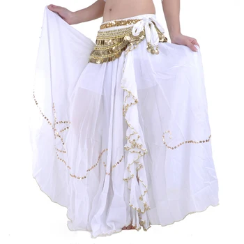 

11 Color Sequins Pattern Single Slit Belly Dancing Long Skirt Belly Dancing Costume Skirt Elastic Waist