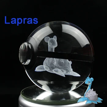

3D Lapras Crystal ball with Led Light Base Hand Made Crafts Figurines Miniatures Children Bed Room Decor