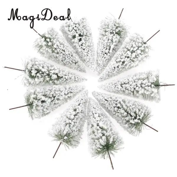 10Pcs/Pack 1/75 White Scenery Landscape Model Cedar Trees for Model Train Track Building Props Scenery 12cm