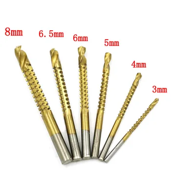 

6pcs 3-8mmTitanium Coated HSS Drill Bit Electric Drill Plastic Metal Hole Grooving Drill Saw Carpenter Woodworking Tools