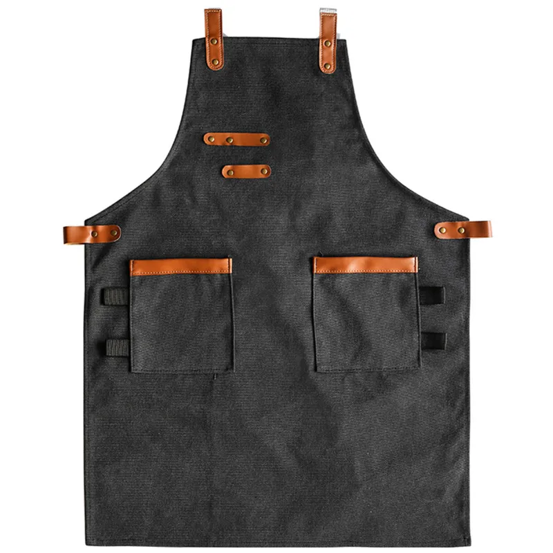 Black Khaki Canvas Apron D77-11