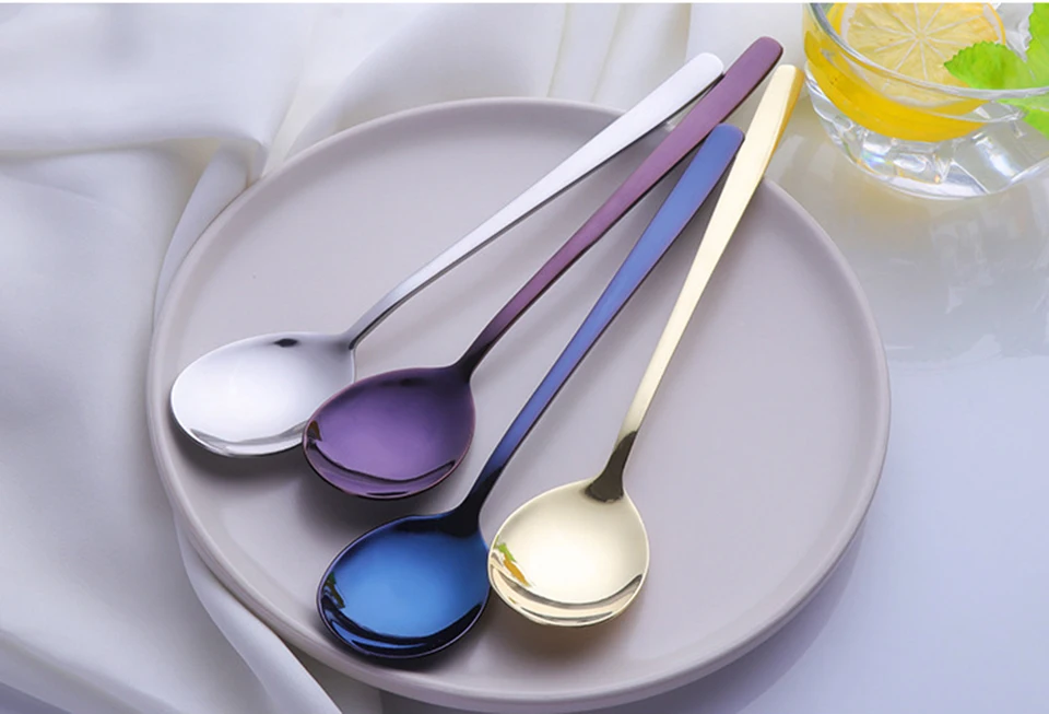 LIYIMENG 2PcsSet Stainless Steel Tableware Spoons Fashion Western Style Dinnerware9