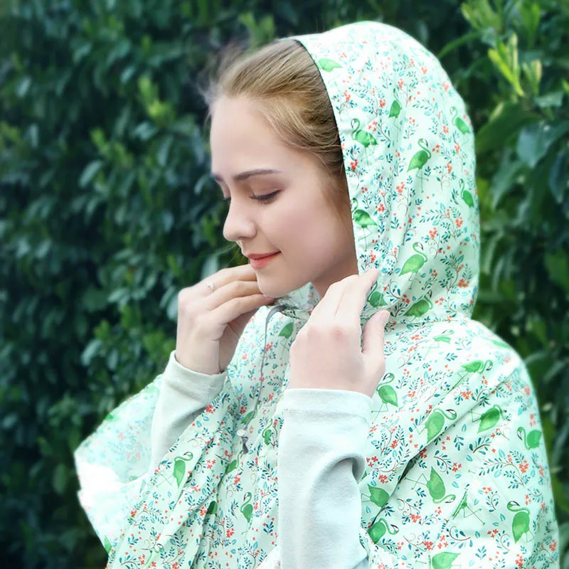 

Fashion Summer Women Rain Coat With Hat Flowers Printed Waterproof Poncho Cycling Rainwear Ladies Girls Rainsuit ASD88