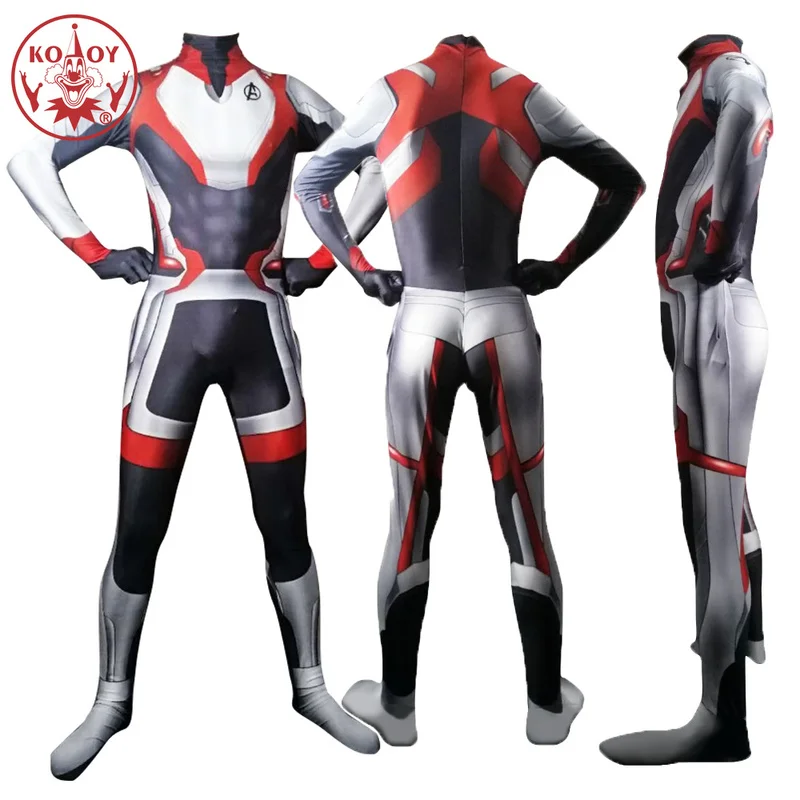 KOOY Avengers Endgame 4 Quantum Realm warfare Cosplay Costume for men Adult Superhero Captain Marvel Zentai Bodysuit Jumpsuit