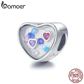 

BAMOER Spring Collection 925 Sterling Silver Love Heart Color Zircon Beads fit Charm Bracelets & Bangles DIY Jewelry BSC043