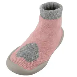 KACAKID/Детские хлопковые нескользящие носки-тапочки с мягкой резиновой подошвой; обувь для первых прогулок с нескользящей резиновой подошвой