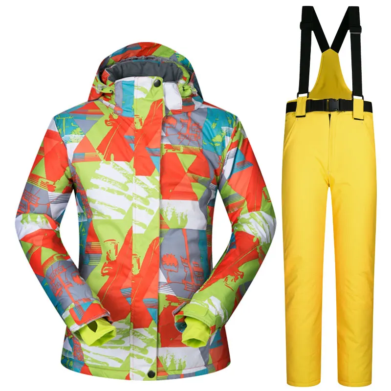 Зимний лыжный костюм для женщин Бренды LANCHE наборы для женщин лыжная куртка и зимние штаны одежда Теплый ветрозащитный водонепроницаемый Сноубординг костюмы - Цвет: LCS2 And Yellow