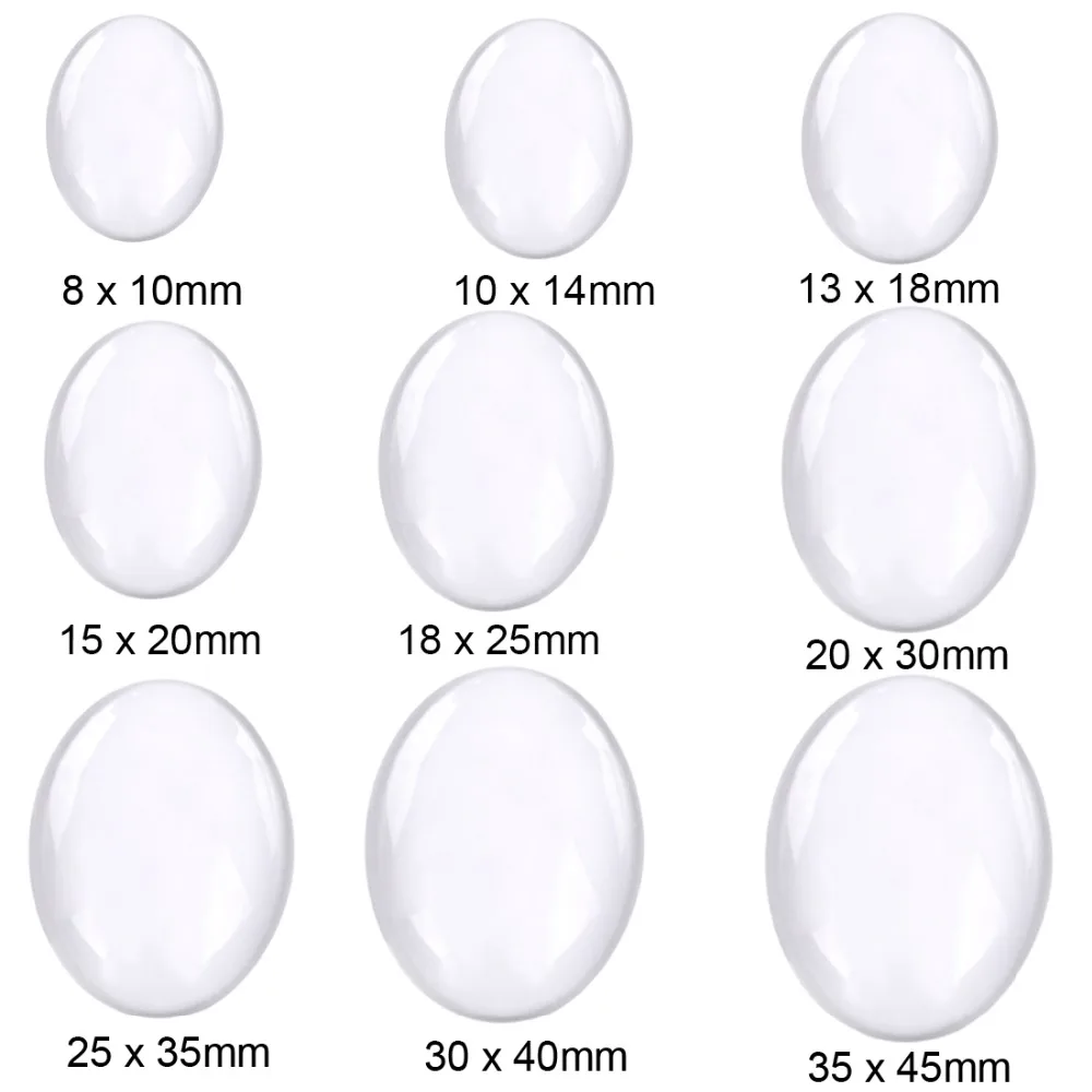 8x10mm Oval Cabochons Transparent Glass Clear Flat Back (3)
