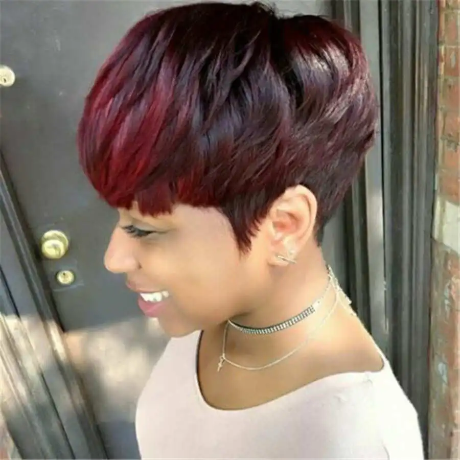 

Women Ombre Black Wine Red Blonde Wigs human hair Short Wavy Curly Synthetic Hair Wigs for Black White Women Ladies Party Props