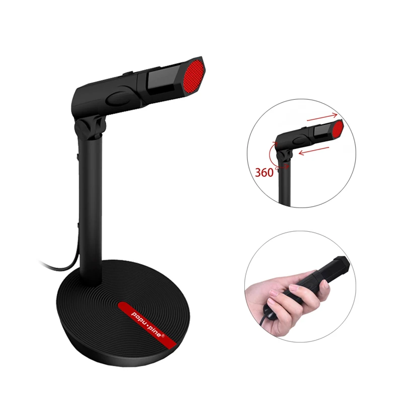 

Karaoke Microphone for PC Vocal Record Singing Studio USB 3.5mm for Computer Vol Adjust Switch Rotatable Flexible