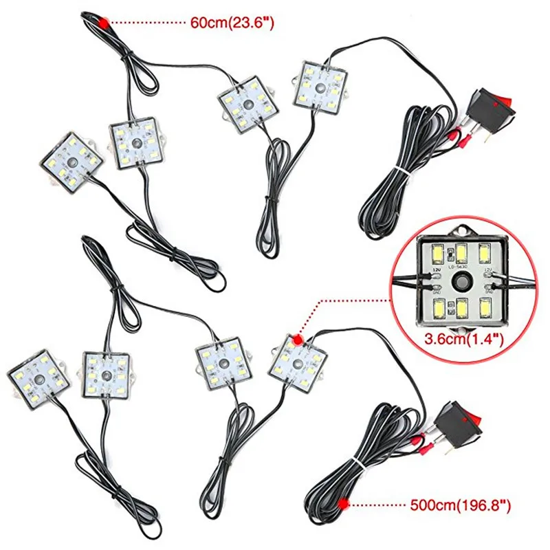 DOXINGYE, 8 шт., 5030SMD, 24LED, светильник для кровати грузовика, полоски, 2400 люменов, кровать для грузовика/задний рабочий ящик, светильник, комплект для груза, водонепроницаемый