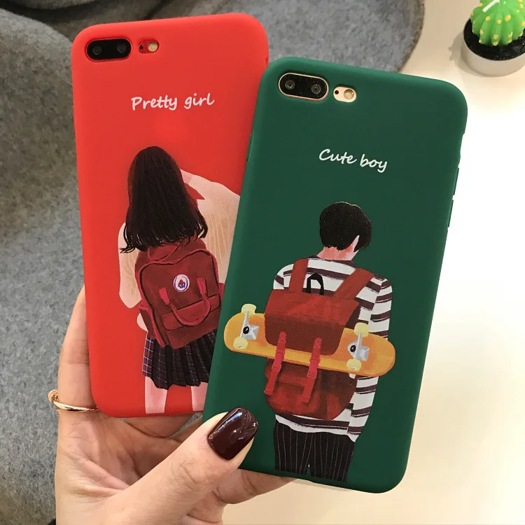 SZYHOME Phone Cases for IPhone X 6 6s 7 8 10 Plus Red Green Soft Cartoon