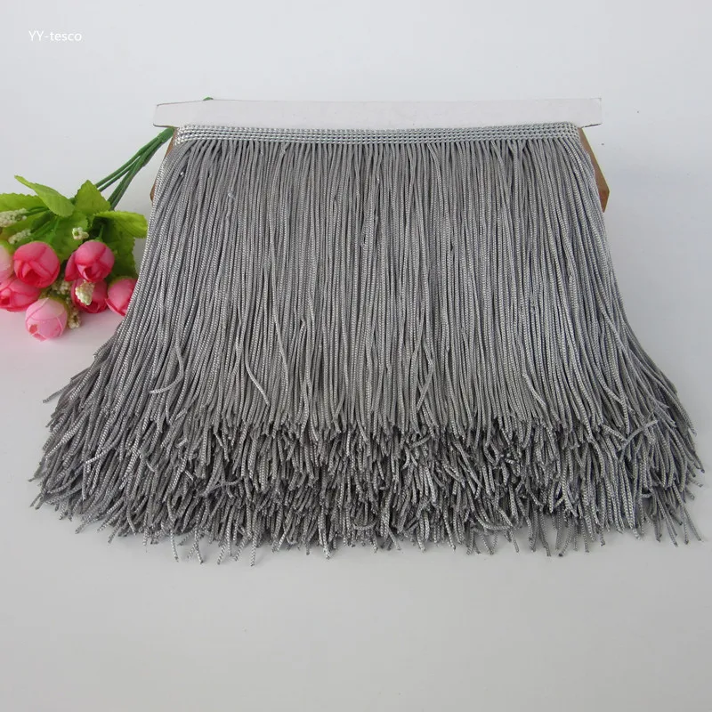 

1 Yards 15CM Long Lace Fringe Trim Tassel gray Fringe Trimming For Latin Dress Stage Clothes Accessories Lace Ribbon