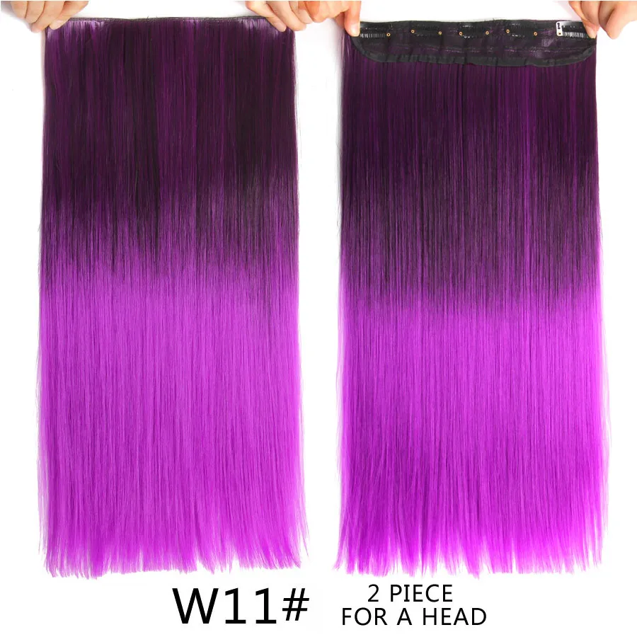 Alileader 5 зажим для наращивания волос Омбре Фиолетовый Красный цвет 22 дюймов 56 см длинные прямые поддельные синтетические волосы кусок натуральный на всю голову - Цвет: 8А #